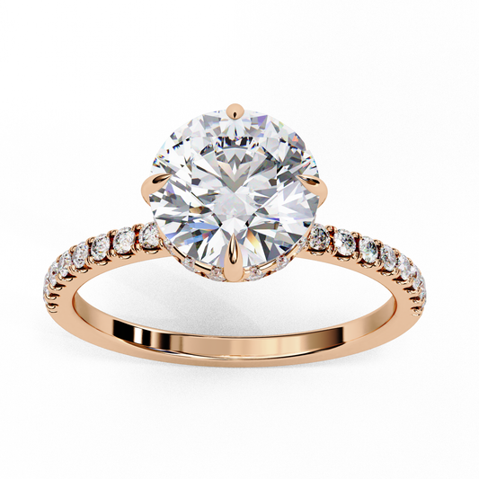 Solitaire Round with side diamond
