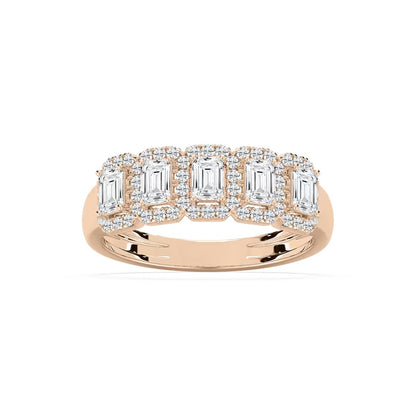 5 Stone Emerald Halo Band