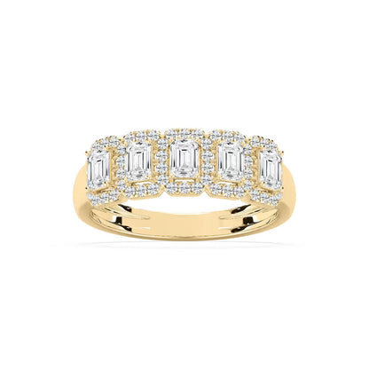 5 Stone Emerald Halo Band