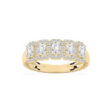 5 Stone Emerald Halo Band