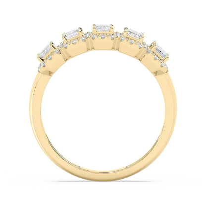 5 Stone Emerald Halo Band