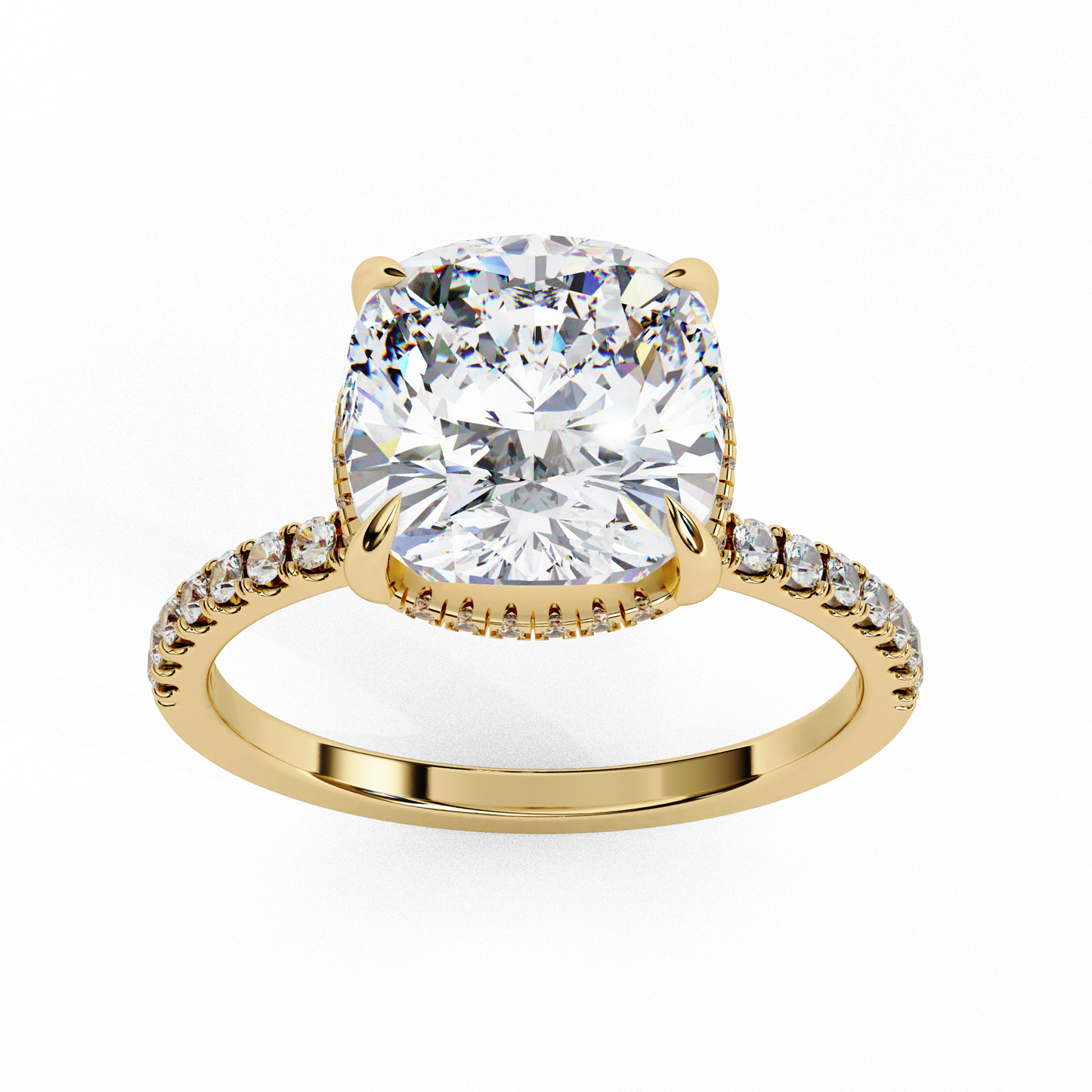 Solitaire Cushion with side diamond