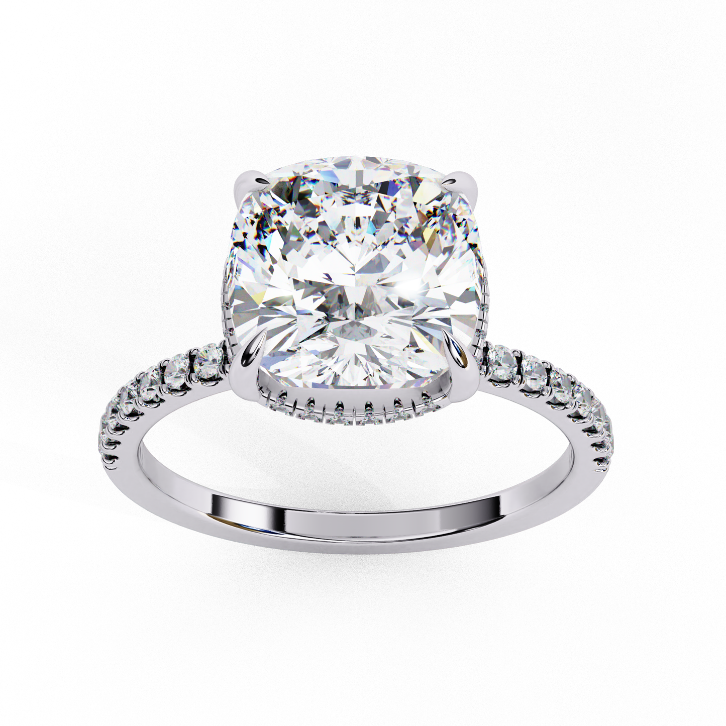Solitaire Cushion with side diamond