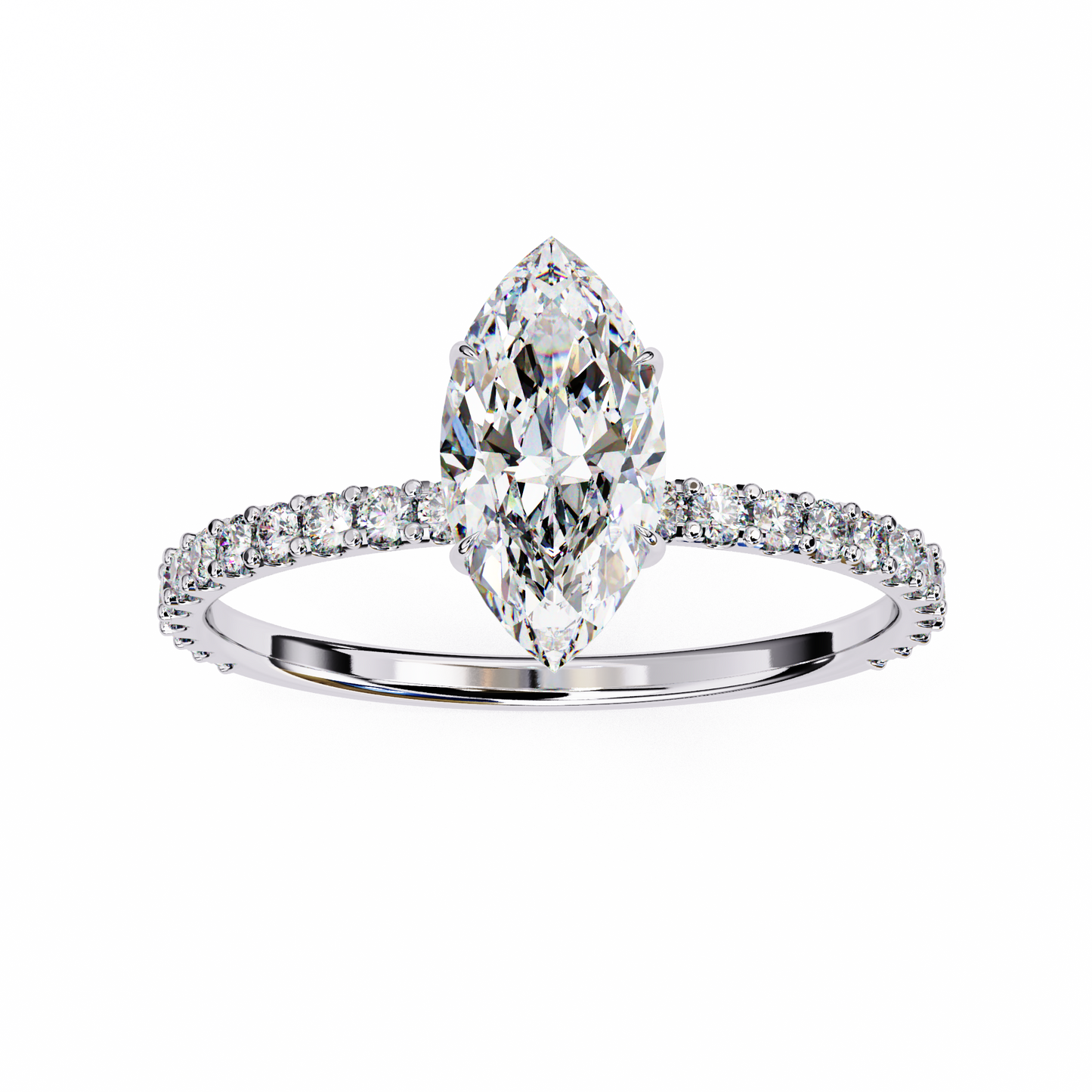 Solitaire Marquise with side diamond