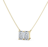 Twin Emerald North-South Diamond Pendant With Chain