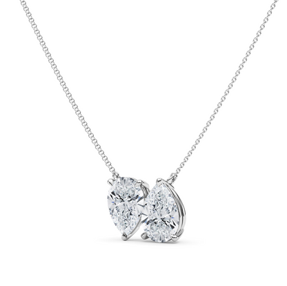 Twin Pear North-South Pendant With Chain