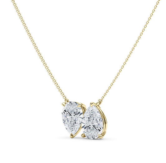 Twin Pear North-South Pendant With Chain