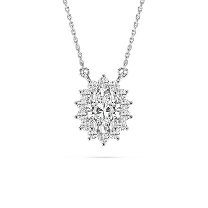 Oval Star Halo Pendant With Chain