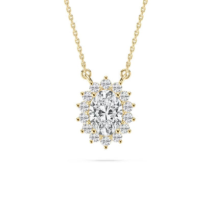 Oval Star Halo Pendant With Chain