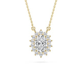 Oval Star Halo Pendant With Chain