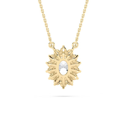 Oval Star Halo Pendant With Chain